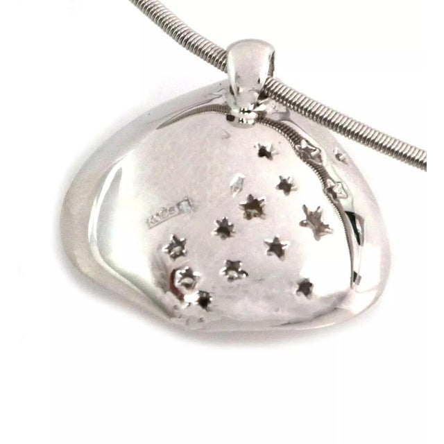 Late 20th Century Koesia Diamond 18k White Gold Concave Leaf Pendant Cable Choker Necklace For Sale - Image 5 of 6