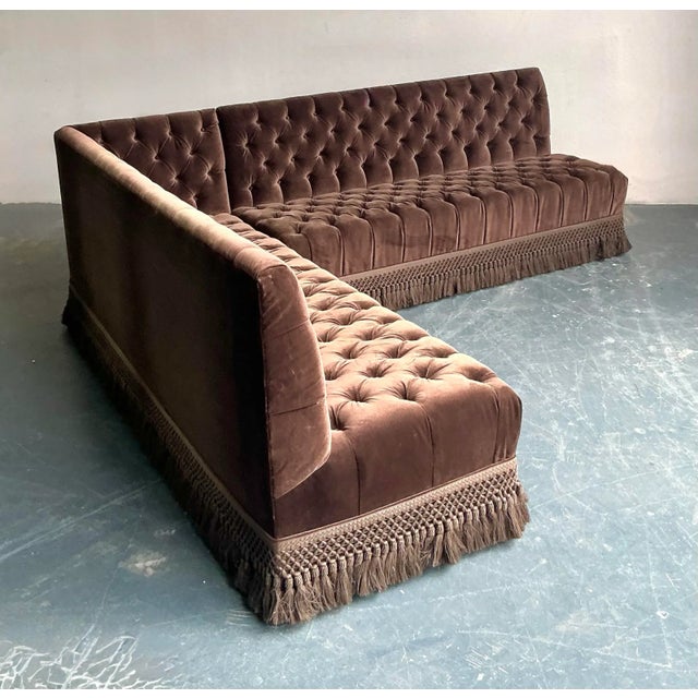 Vintage Boho Custom Schumacher Velvet Tufted Sectional For Sale - Image 11 of 13