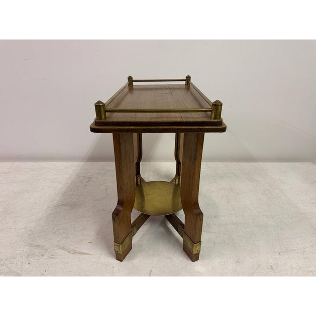 Brown Art Deco Oak and Brass Side or Console Table, 1930s For Sale - Image 8 of 15