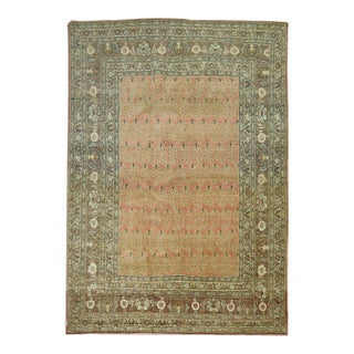 Orange Early 20th Century Tabriz - 4'6" x 5'11" For Sale