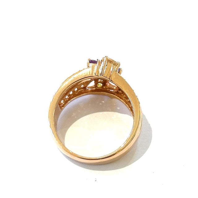 Blue Bochic “Orient” Green Amethyst & Fancy Multi Gem Cluster Ring 18K Gold & Silver, Size 7 For Sale - Image 8 of 9