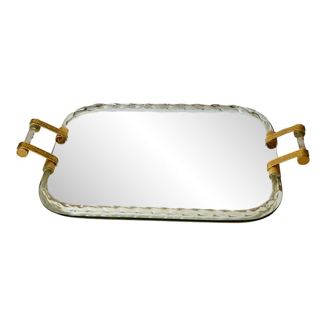 Large Mid 20th Century Italian Glass Mirrored Tray For Sale