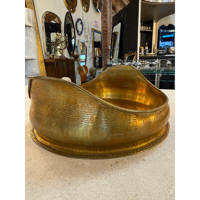 Italian Italian Hammered Brass Organic Mirror Tray, 1970s For Sale - Image 3 of 6