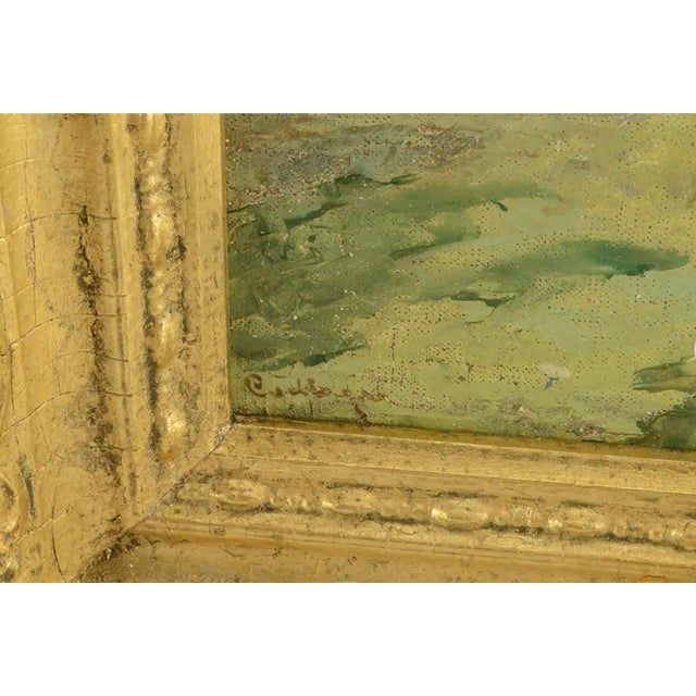 Gold 1950s Original Mid-Century Children in a Field Acrylic Painting on Stretched Canvas Anco Bilt 20 Signed For Sale - Image 8 of 9