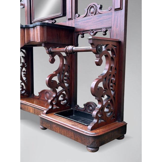 Large 19th Century Mahogany Hall Stand with Mirror, 1860 For Sale - Image 6 of 12