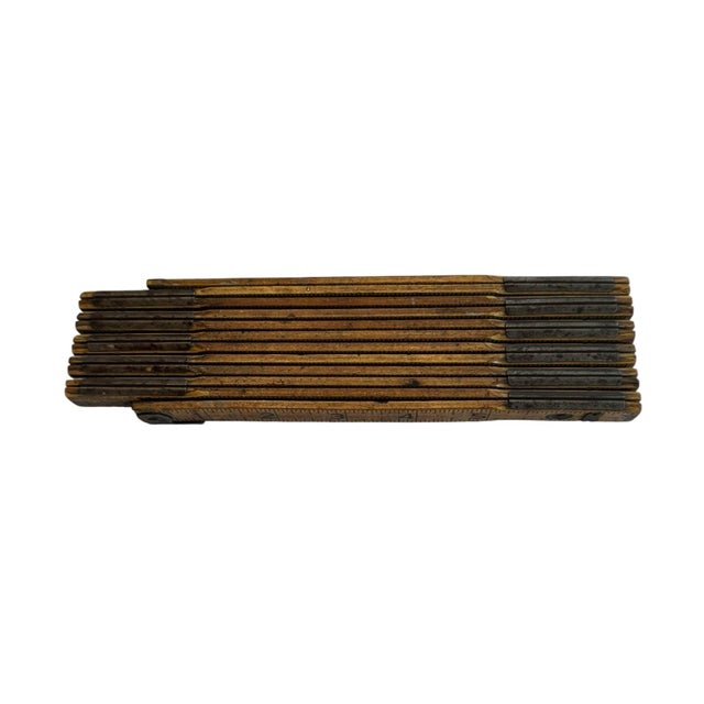 Vintage Accordion Folding Ruler Lufkin Red End Extension Rule Brass Extension For Sale - Image 12 of 12