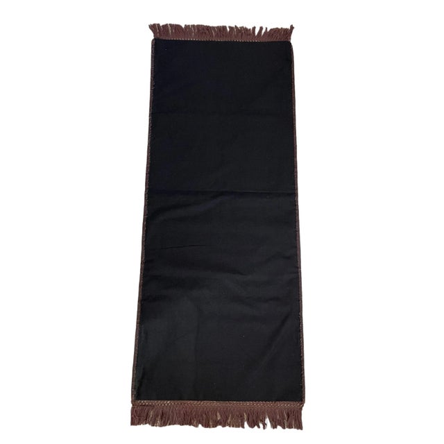 Islamic Vintage Needlepoint, Geometric Carpet or Table Runner. Olive Green, Terra-Cotta, Dark, Brown, and Ivory. For Sale - Image 3 of 4