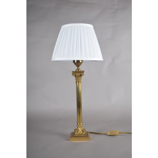 Tall Vintage Neoclassical Brass Table Lamp with Black Marble Base, 1950s For Sale - Image 3 of 12