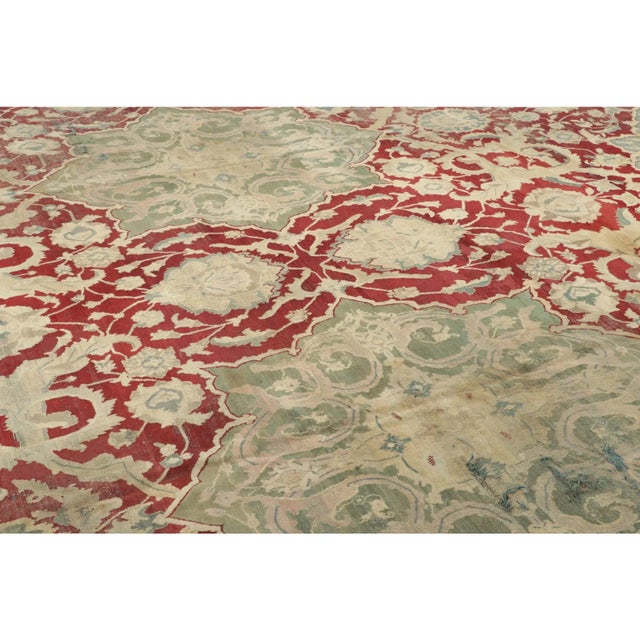 Rug & Kilim Antique Agra Distressed Wool Rug With Medallions, by Rug & Kilim, 1920-1929 For Sale - Image 4 of 9