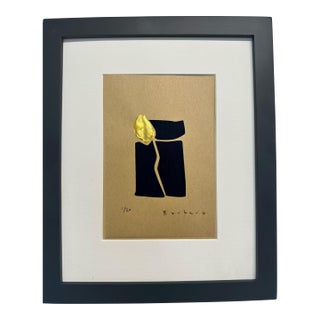 Hand-Signed Limited Edition (1/20) Silkscreen by Richard Gene Barbera With Elegant Minimalist Design and Gold Leaf Accent. Contemporary Abstract Art. For Sale