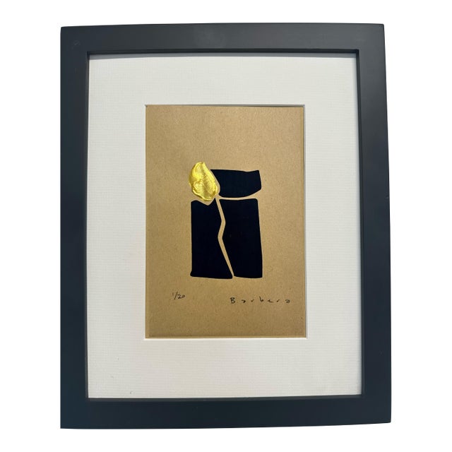 Hand-Signed Limited Edition (1/20) Silkscreen by Richard Gene Barbera With Elegant Minimalist Design and Gold Leaf Accent. Contemporary Abstract Art. For Sale