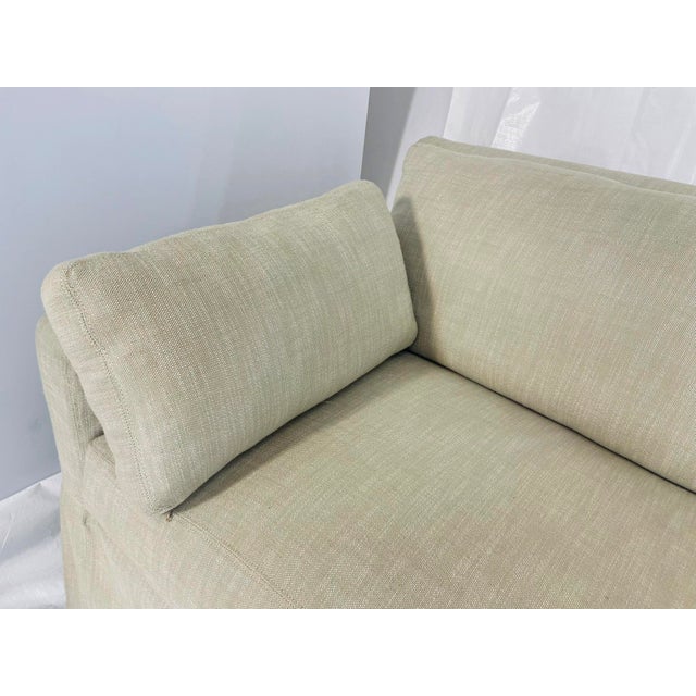 Restoration Hardware Oversized Linen Slipcover Sofa in Neutral Sand Tone For Sale - Image 10 of 18