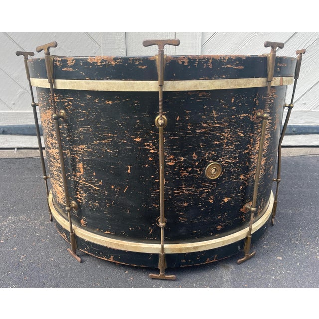 American Antique Large Wooden Drum 1920's For Sale - Image 3 of 7