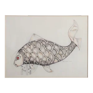 1970s "Fish" Etching by Rita Simon (Atirnomis)