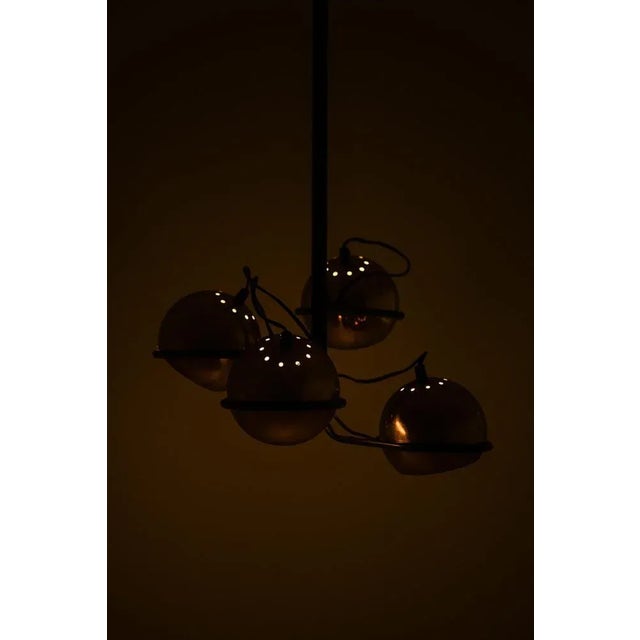 Ceiling Lamp in Black Lacquered Metal and Brass, 1960s For Sale - Image 3 of 5