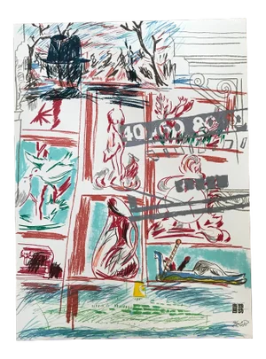 1990s "Venice" Abstract Cityscape Lithograph by Carlos Pazos