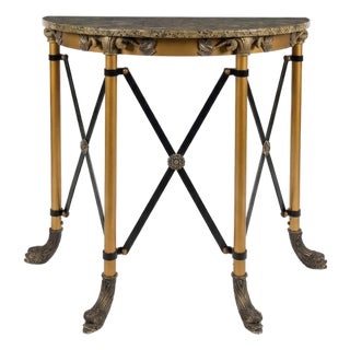 Neoclassical Gold and Marble Demilune Console Tale For Sale