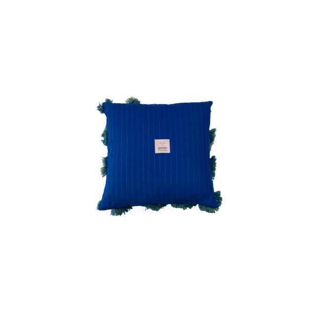 Ycswm Quilted Diagonal Cushion in Blue by Granite + Smoke , in Upcycled conditions. Designed from 2000 Labeled by Maker