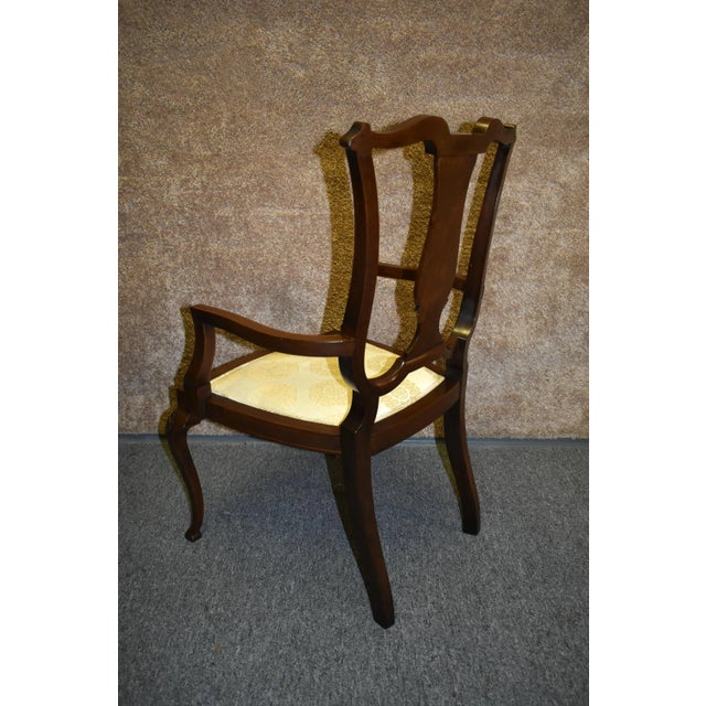 Wood Antique Mahogany Boudoir Armchair Edwardian Inlaid Marquetry Accent Side Chair For Sale - Image 7 of 13