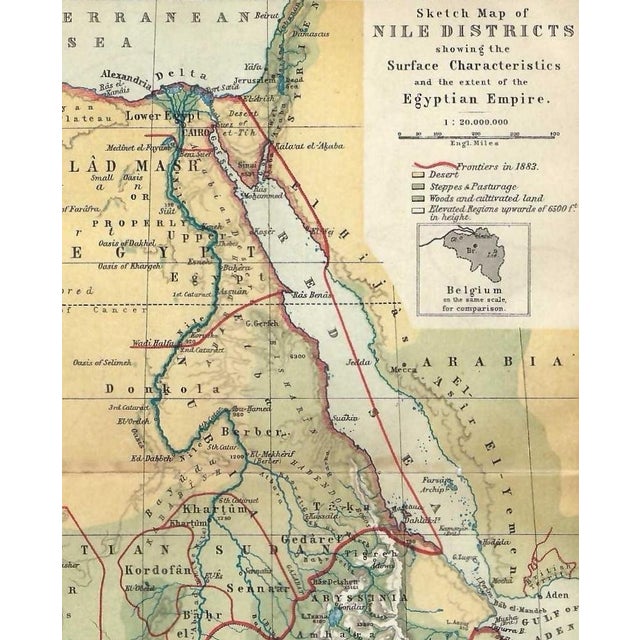 1883 antique map of the Nile District in Northern Africa. Combined shipping available, please inquire.