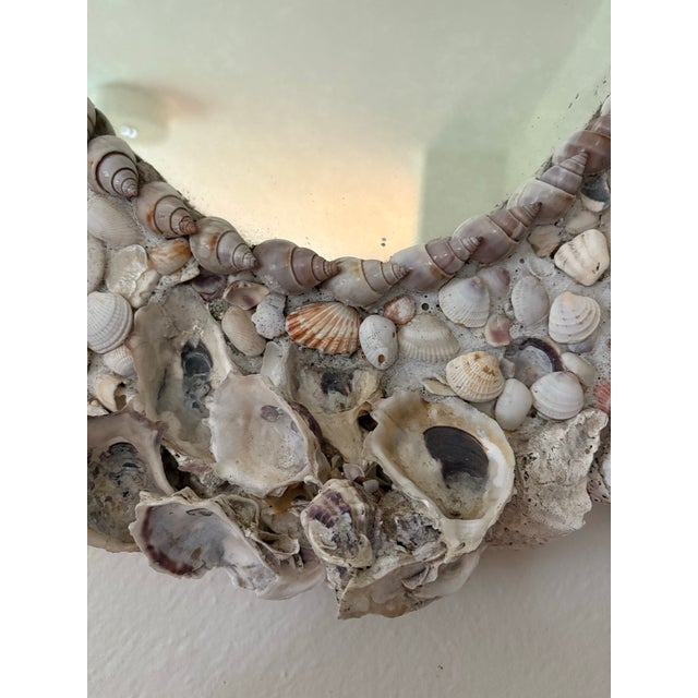 1980s Coastal Hand Made Seashell Grotto Mirror For Sale - Image 9 of 12
