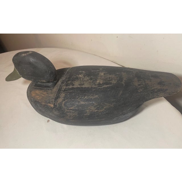 Vintage 69 Tuckerton Carved Wood Folk Art Hollow Body Black Duck Decoy Sculpture For Sale - Image 10 of 12
