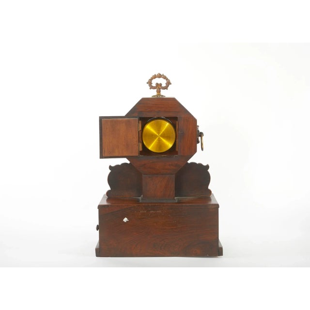 19th Century Mahogany / Brass Inlay Desk Clock For Sale - Image 9 of 11