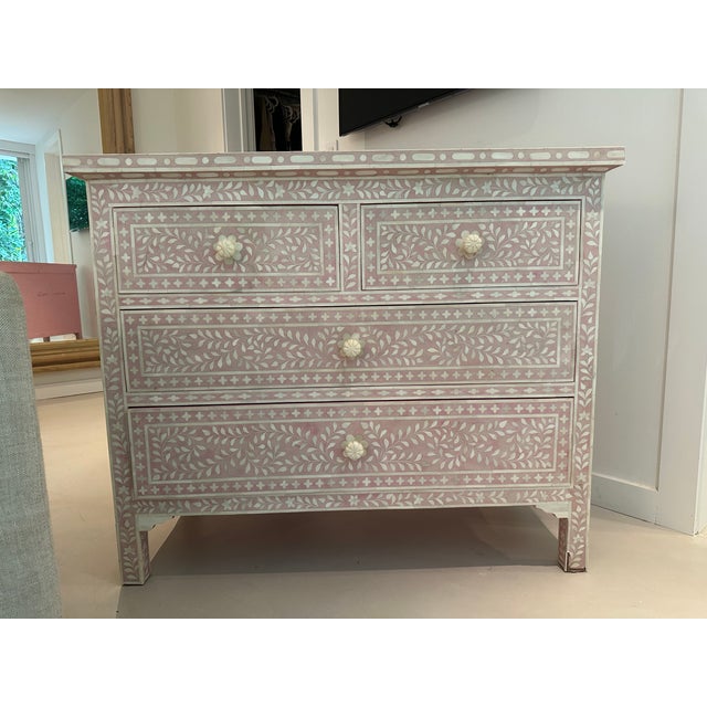 Late 20th Century Pink Bone Inlay Chest of Drawers For Sale - Image 15 of 18