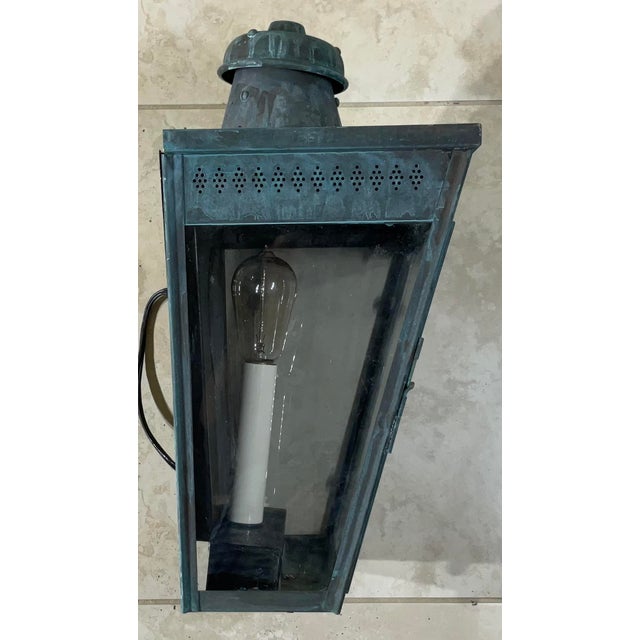 Exquisite Antique Copper Wall Lantern - A Timeless Piece of History For Sale - Image 9 of 13