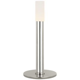 Kelly Wearstler by Visual Comfort Signature Rousseau 10" Rechargeable Accent Lamp in Polished Nickel with Etched Crystal For Sale
