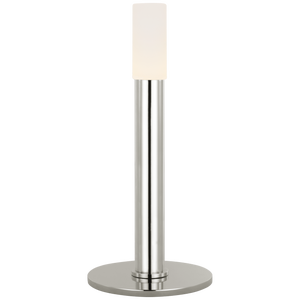 Kelly Wearstler by Visual Comfort Signature Rousseau 10" Rechargeable Accent Lamp in Polished Nickel with Etched Crystal