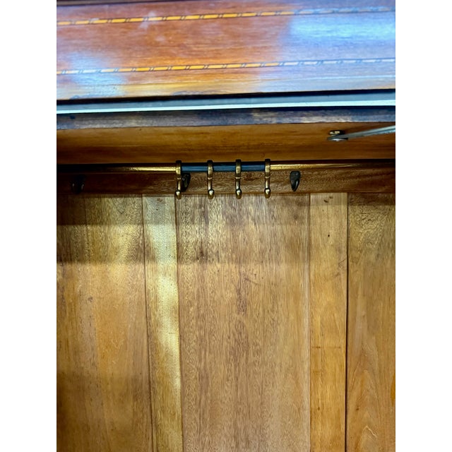 Brown Antique Early 20th Century Edwardian Mahogany Wardrobe With Oval Mirror Door For Sale - Image 8 of 15
