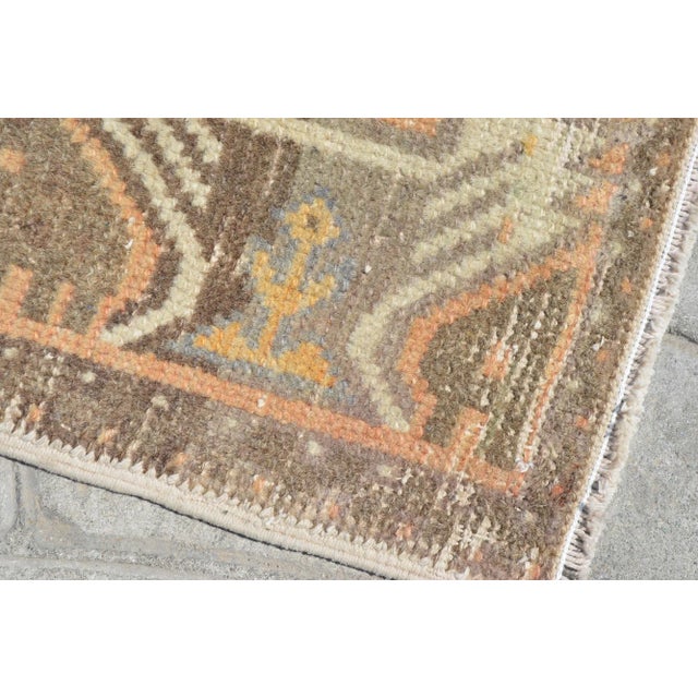 Turkish Hand Made Oushak Rug Mat Distressed Small Rug Kitchen Mat - 1'8" X 3' For Sale - Image 3 of 6