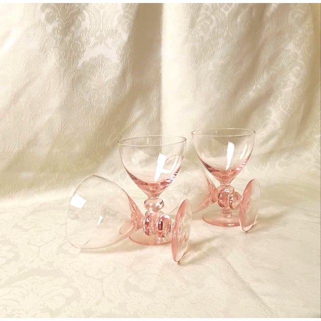 Art DecoPink Hand Blown Morgantown Cocktail Glasses / Coupes - Set of 4 For Sale - Image 4 of 7