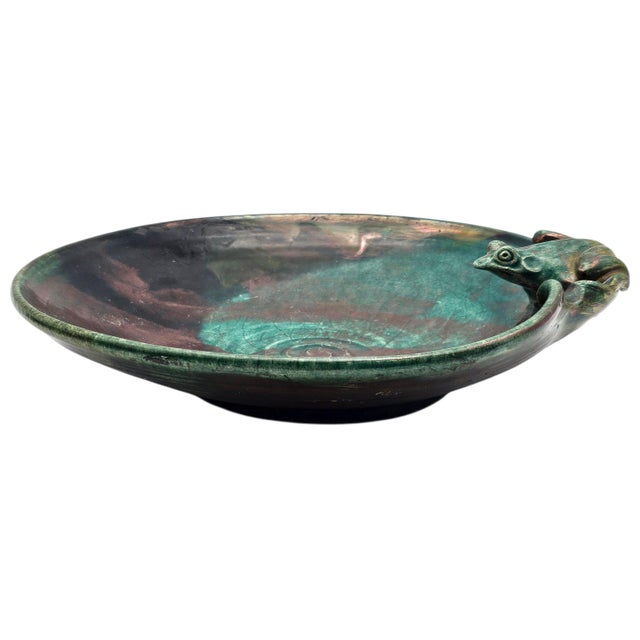 Contemporary Joy Imai Studio Ceramic Frog Bowl in Iridescent Copper and Green, 11" For Sale - Image 3 of 9