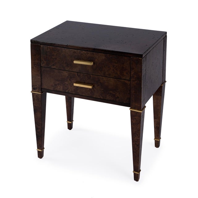 Modern Kai 24 in. W Rectangular Burl Wood 2 Drawer End Table, Dark Burl For Sale - Image 3 of 11