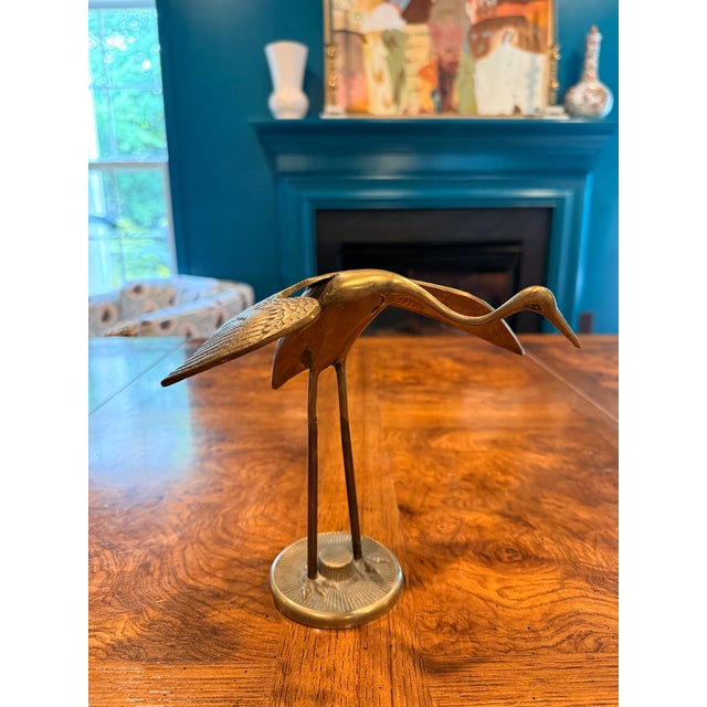 1970s Vintage Brass Crane For Sale - Image 5 of 9