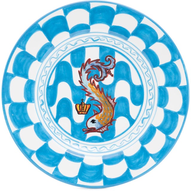 Traditional Dolphin Dinner Plate 11.5", Contrade Dinnerware From Siena For Sale - Image 3 of 9