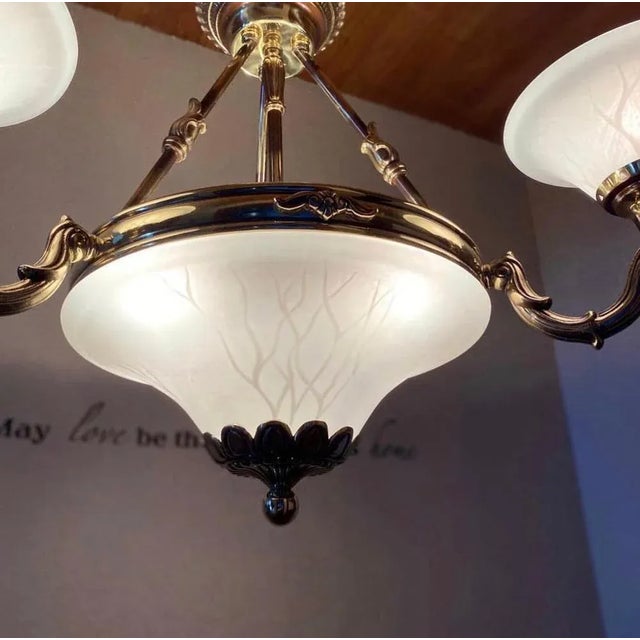 Vintage Brass and Glass Chandelier Bejorama from Catherine Collection, Spain For Sale - Image 4 of 6