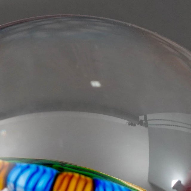 Glass John Deacons Scotland 2001 Pansy Millefiori Latticino Art Glass Paperweight For Sale - Image 7 of 9
