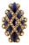 Estate Diamond Lapis 18k Yellow Gold Fancy Long Top Ring For Sale