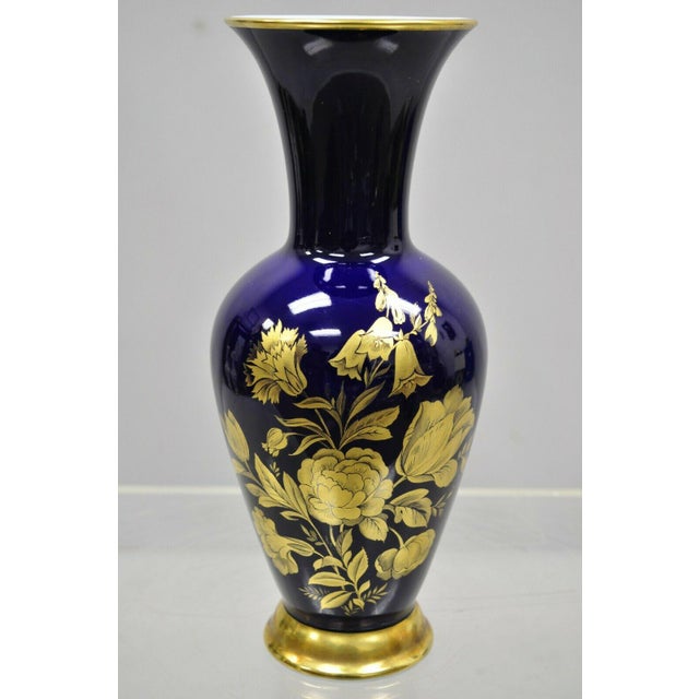 Royal Porzellan Bavaria Kpm Echt Cobalt Blue Porcelain Twin Handle Vase