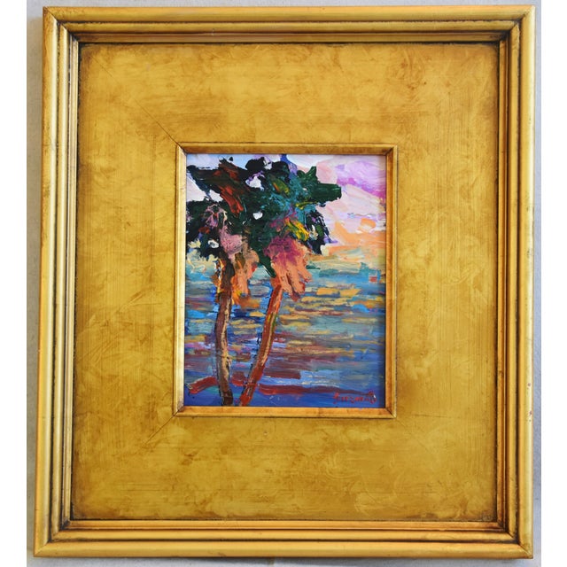 Blue California Impressionist Landscape Seascape Painting by Juan Guzman For Sale - Image 8 of 9