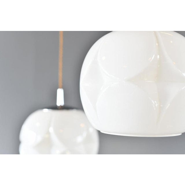 Mid-Century Opaline Pendant Lights by Peill & Putzler, 1960s, Set of 2 For Sale - Image 6 of 10