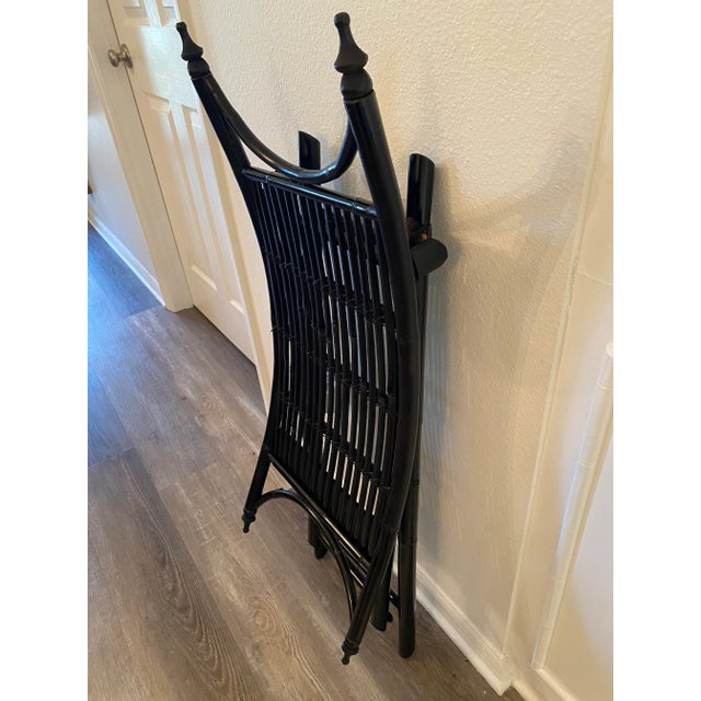 1960s Asian Chinoiserie Bamboo Rattan Folding Tray Table For Sale - Image 9 of 11