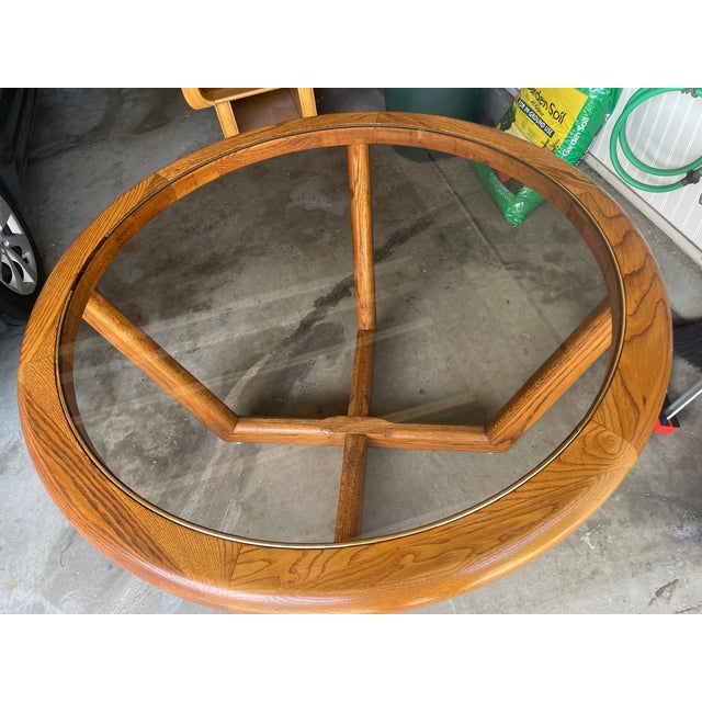 Wood Vintage 46" Circular Dining Table For Sale - Image 7 of 7
