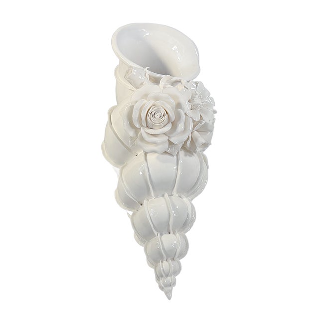 1980's Castilian Imports Large White Porcelain Shell Planter / Figural For Sale - Image 4 of 7