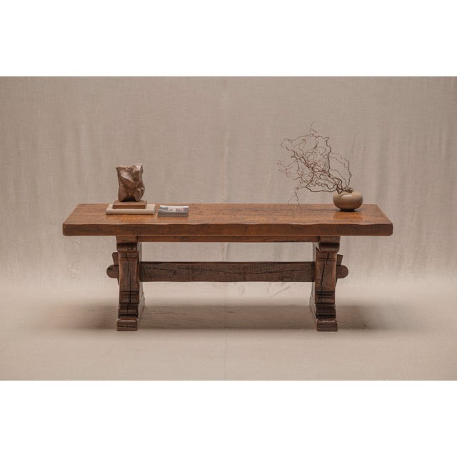 Large Brutalist Dining Table in Oak, 1970s For Sale - Image 14 of 18