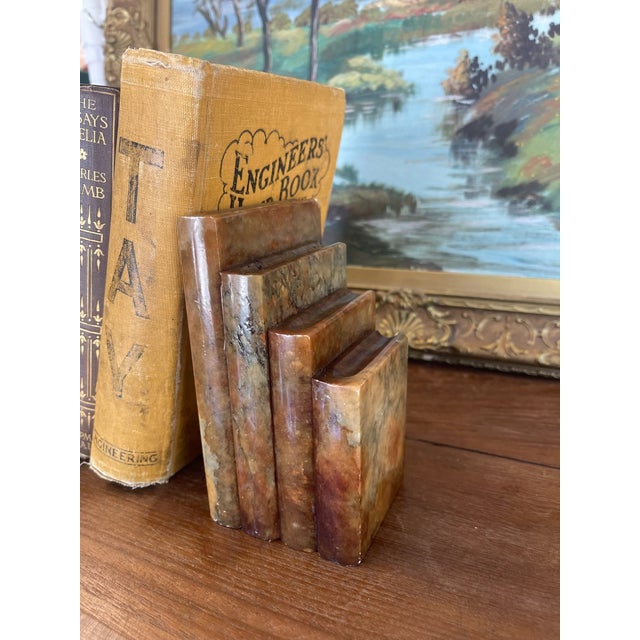 Vintage Polished Likely Onyx Marble Bookend in Graduated Stacked Form.. For Sale - Image 4 of 10