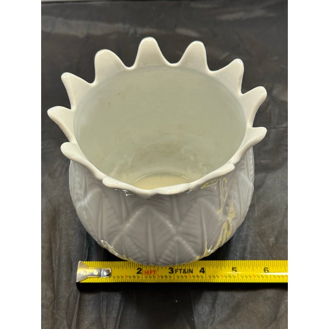 Andrea by Sadek Williamsburg Meadow Flower White Embossed Porcelain Cachepot For Sale In New York - Image 6 of 6